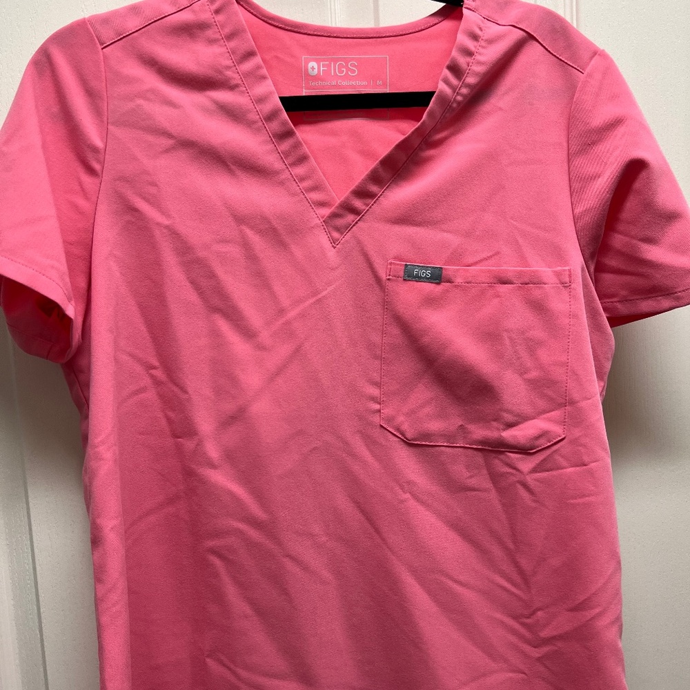 Fig neon pink scrub top